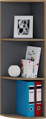 Image de Étagère en bois debout | Étagère d'angle d'économie d'espace | Dimensions Étagère de bibliothèque env. H. 110 x W. 33 x D. 33 cm | Étagère élégante | Étagère de bureau – Salia 3x