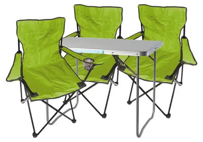 4-tlg. lime Campingmöbel Set, Tisch mit Tragegriff und Campingstuhl mit Tasche