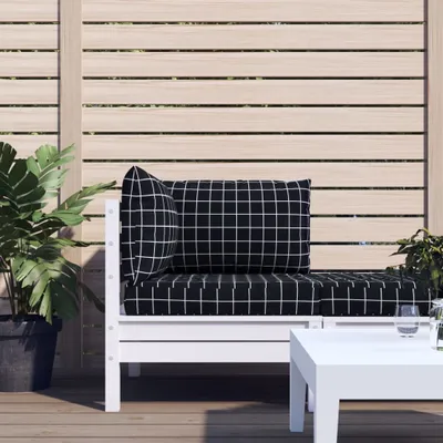 Produktbild von The Living Store Palettenkissen 3 Stk. Schwarz Karomuster Oxford-Gewebe