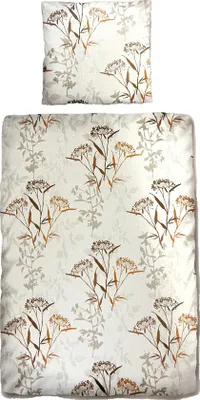 Produktbild von Baumwolle Satin Bettwäsche Blumen Weiß Grau 155x220 80x80cm: 2 tlg.