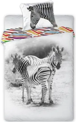 Immagine prodotto di Faro Biancheria da letto in cotone 140x200 zebra selvaggia zebra bianca nera strisce colorate 5680