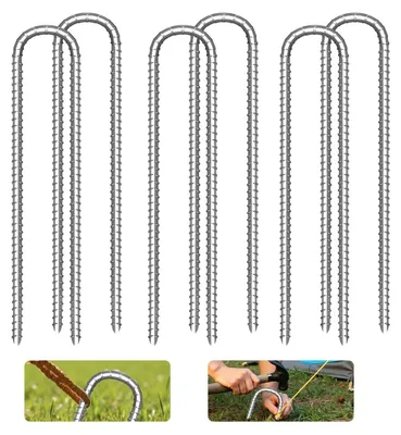 Produktbild von Erdnägel Zeltheringe Bodenanker - 30 cm - 7 mm - Verzinkter Stahl - 6 Stück - Für Zelte und Trampoline