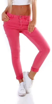 Image de OSAB-Fashion 4376 : Jean slim pour femmes, coupe boyfriend, pantalon ample (couleur corail, taille XXL)