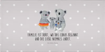 Produktbild von Mr. & Mrs. Panda Handtuch Koala Familie - Grau Pastell - Geschenk, Muttertag, frottierhandtuch, frottee, Koalas, 50x100, Family, 100x50, Flauschtuch