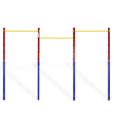 Produktbild von CCLIFE Reckstange Outdoor Turnreck dreifache Turnstange höhenverstellbar bis 150 kg Rot-Blau