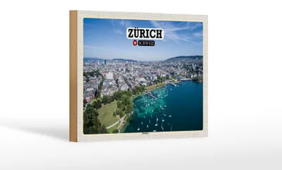 Produktbild von Holzschild Reise Zürich Schweiz Zürichsee Boote 18x12 cm Dekoration