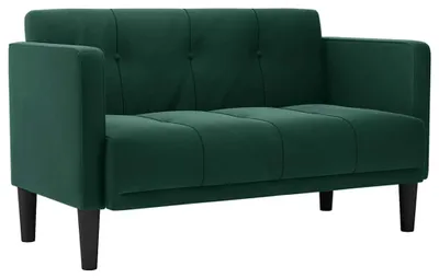 Zdjęcie produktu dla vidaXL Sofa dwuosobowa ciemnozielona 111 cm aksamitna