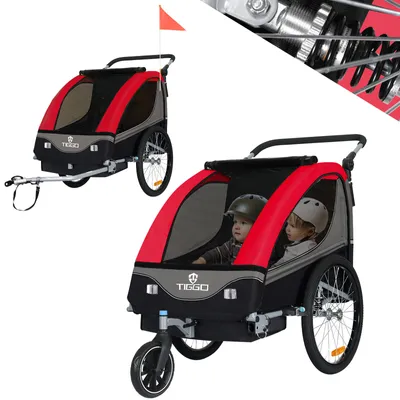 Image de Tiggo S2 remorque pour enfants avec suspension Jogger 2 en 1 enfants Buggy remorque de vélo remorque 1 à 2 enfants remorque pour enfants