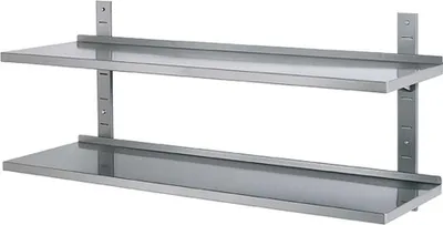 Produktbild von Bartscher Edelstahl Wandbord | HxBxT 2,7x200x35,5cm | Traglast 160kg | ohne Konsolen & Verstellschienen