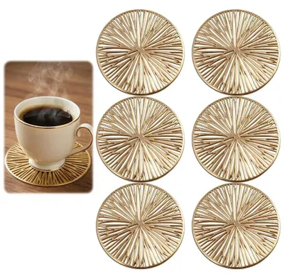 Runde PVC-Untersetzer, 6er Set, Gold, 10x10 cm