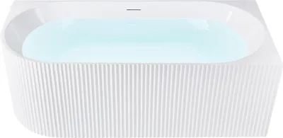Produktbild von BELIANI Eckbadewanne Weiß 1690 x 800 cm Geriffelte Oberfläche Linksseitig für Badezimmer