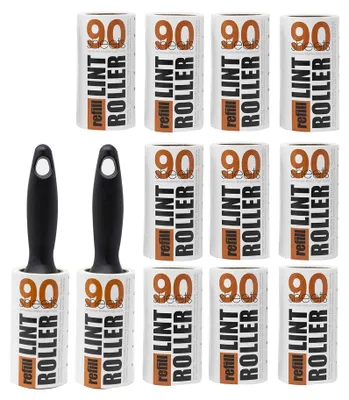 Produktbild von Fusselroller Set 1080 Blatt, 12 Rollen, 2 Griffe, für Kleidung
