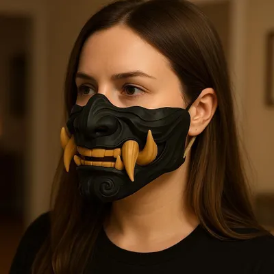 Oni-Mempo-Halbmaske – Decords 3D-Kostümartikel, Produktansicht 1