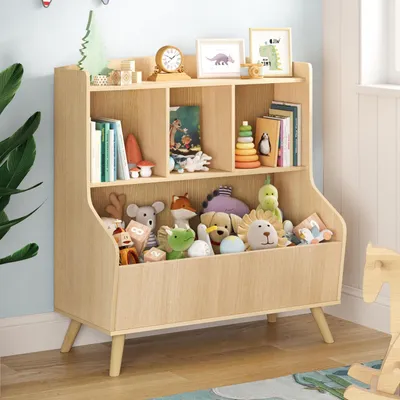 Produktbild von Kinderregal Aufbewahrungsregal Standregal Natür Holzfarbe 36 x 61 x 71 cm