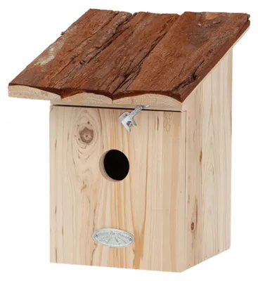 Productafbeelding van nestkast Kohlmeise Kiefernholz met boomschorsndach weerbestendig 20x21x24cm tuin