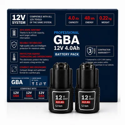Produktbild von 2x Akku 12V 4.0Ah Li-Ion kompatibel mit Bosch Professional GBA 12V System – Ersatzakku 2er Set