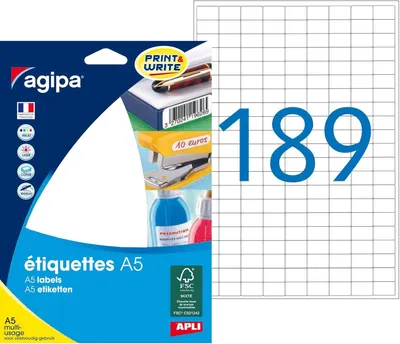 Image de agipa 114008 Étiquettes universelles agipa, 9 x 13 mm, blanches