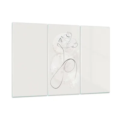 Produktbild von Bilder auf glas - 3 Teile - Frau eins Linie - 105x70cm - Glasbilder - Wandbilder - Bilder - zum Aufhängen bereit - Wanddekoration aus Glas - Glas Bilder - Wandbild auf Glas - GCE105x70-4576