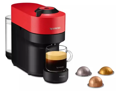Produktbild von Krups Nespresso Yy4888fd Virtuo Pop Red Coffee Machine Kapseln, kompakte Kaffeemaschine, 4 Tasse Größen, Espresso, Bluetooth