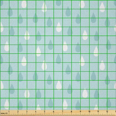 Produktbild von ABAKUHAUS Hellblau Microfaser Stoff als Meterware , Getrenntes Tröpfchen-Motiv in verschiedenen Farben Niederschlag Drizzle Sky Image, 10 M (230 x 1000 cm), Blau Weiss