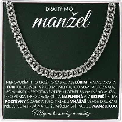 Obrázok produktu pre Kubánsky retiazkový náhrdelník pánsky GALIO + Exkluzívna kartička so správou - Môjmu manželovi