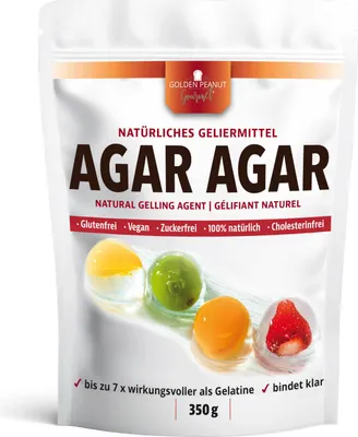 Produktbild von GOLDEN PEANUT Gourmet Agar Agar gemahlen 350 g – Agar-Agar-Pulver, natürliches veganes Geliermittel, ohne Zusätze, ergiebiges Hydrokolloid