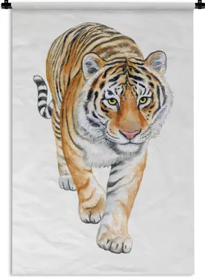 Produktbild von MuchoWow® Wandteppich Wandbehang Tiger - Augen - Gelb 90x135 cm Tapisserie Dekoration Wandtuch - Baumwolle - Wandskulptur