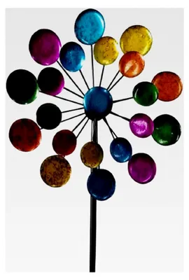Produktbild von Windrad aus Metall, bunt, Gartenstecker, Höhe 122 cm, Durchmesser 33 cm, Windspiel