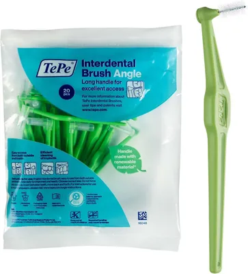 Produktbild von 20-Pack TePe Interdentalbürste Angle Grün, ISO-Größe 0, 0,8mm, Zahnzwischenräume