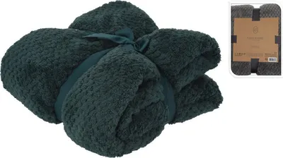 Produktbild von H&S Fleecedecke - kariert - Polyester - dunkelgrun - 130 x 170 cm