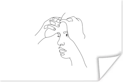 Produktbild von MuchoWow® Poster Frau - Porträt - Strichzeichnung 180x120 cm - Fotoplakat