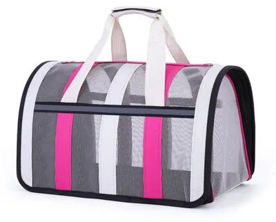 Immagine prodotto di Borsa trasportino per animali domestici, pieghevole, traspirante, colore rosa, dimensioni 33x25x22 cm