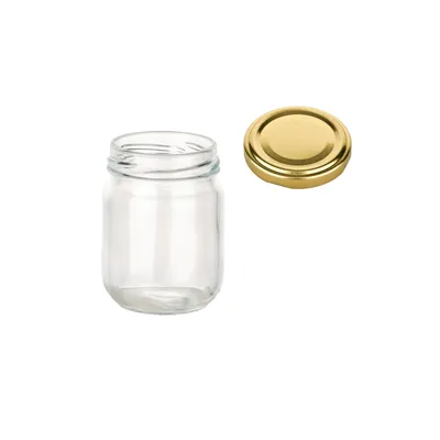 Produktbild von gouveo 25er Set Einmachgläser 125 ml Helix mit Schraubdeckel goldfarben - Kleine Vorratsgläser für Marmelade, Honig, Gewürze, Selbstgemachtes