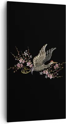 Produktbild von Bild auf Leinwand - Leinwandbild - Einteilig - Asiatisch Vogel Blumen - 55x100cm - Wand Bild - Wanddeko - Wandbilder - Leinwanddruck - Bilder - Wanddekoration - Leinwand bilder - PA55x100-4614