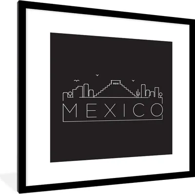 Produktbild von MuchoWow® MuchoWow® Gerahmtes Poster Stadtbild "Mexiko" auf schwarzem Hintergrund 40x40 cm - Poster mit zchwarzem Bilderrahmen - Poster - Plakat im Rahmen