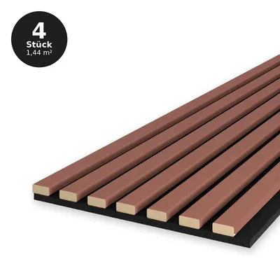 Produktbild von MDF-Lamellen 30x120 cm - Set 4 Stück (1,44 m²) - Filzlamellen - Terracotta-Folie - TERRACOTTA FOLIE REGULAR