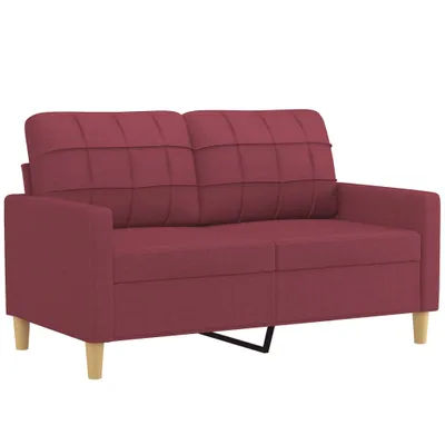 Produktbild von vidaXL 2-Sitzer-Sofa mit Zierkissen Weinrot 120 cm Stoff