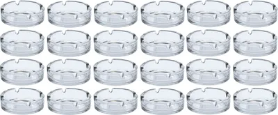 Produktbild von Glas Aschenbecher rund 10 cm - 24 Stück - Klassischer Tisch Ascher transparent