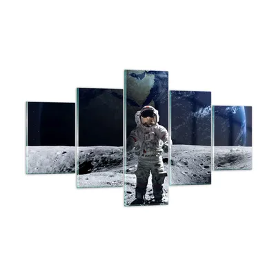 Produktbild von Bilder auf glas - Astronaut Mond Erde Raum - 125x70cm - Glasbilder - Wandbilder - Kunstdruck - zum Aufhängen bereit - Wanddekoration aus Glas - Glas Bilder - Wandbild auf Glas - GEA125x70-2864