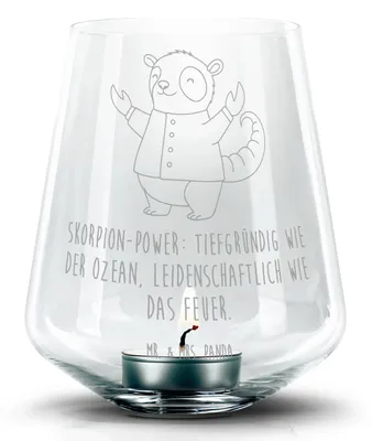 Produktbild von Mr. & Mrs. Panda Kerzenhalter Skorpion Astrologie - Transparent - Geschenk, Teelichthalter, Laterne, Glas Windlicht, Tierkreiszeichen, Geburtstagsgeschenk, Sternzeichen