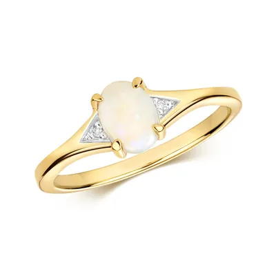 Produktbild von Funkelndes Feuer Eleganter 9 Karat (375) Gold Damen - Diamant Ring Brillant-Schliff H - PK mit Opal, 57 (18.1); TRS35665RSP