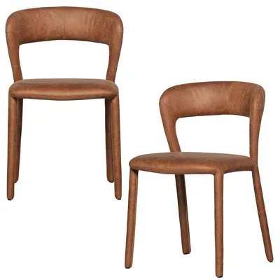 Produktbild von Woood Noble 2Er-Set Esszimmerstühle In Lederoptik, 76X51x56 Cm, Cognac