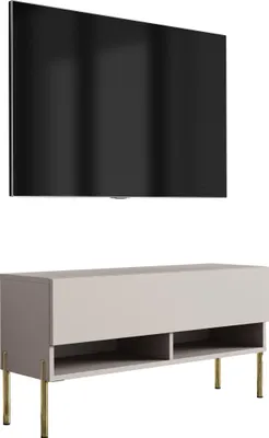 Produktbild von TV-Lowboard 100 cm Kaschmir, gerade goldene Beine, 100 × 32 × 52 cm