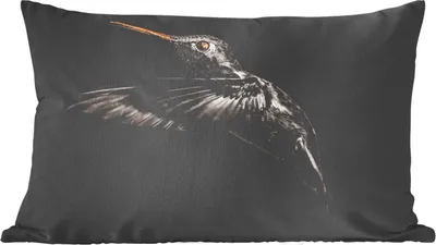 Produktbild von MuchoWow® Zierkissen Sofakissen Wohnzimmer Dekokissen 60x40 cm Vogel - Schwarz und Gold - Kopfkissen - Polster mit Foto