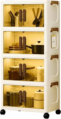 Produktbild von Aufbewahrungsbox mit Deckeln 5 lagig, faltbare Box mit Rollen, für Kleiderschrank
