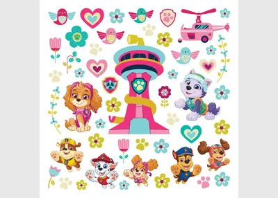 Produktbild von Aufkleber Pat' Patrol - Marcus, Everest, Stella Joyeux - 30x30 cm