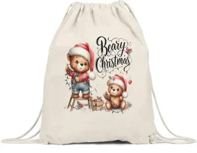 Produktbild von Beary Christmas Lustiges Bärenmotiv Turnbeutel Geschenkidee witziges Design Weihnachten