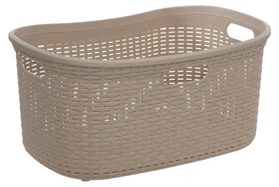 Produktbild von Waschekorb aus geflochtenem Rattan - beige - Kunststoff - 40 Liter - 59 x 38 x 27 cm