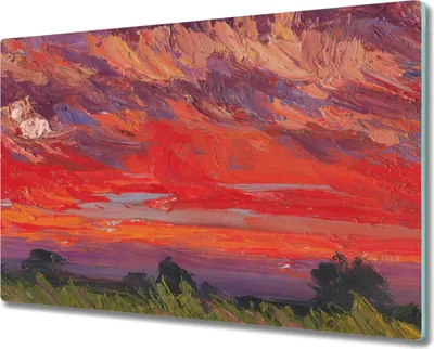 Produktbild von Coloray Hackbrett Herdabdeckplatte 80x52 cm Küchenbrett Kochplattenabdeckung Schneidebrett - Landschaft Baum