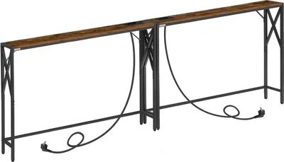 Immagine prodotto di Consolle industriale con stazione di ricarica Vintage brown 100x15x73,5 cm
